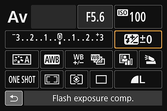 Canon Quick Control menu