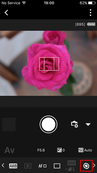 Camera Connect screen (MF button)