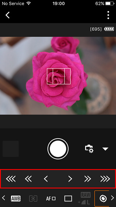 Layar Camera Connect (menu MF)