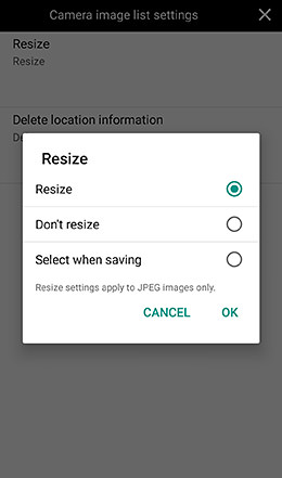 Resize function on Camera Connect