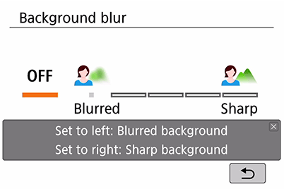 EOS 200D- Background blur adjustment screen
