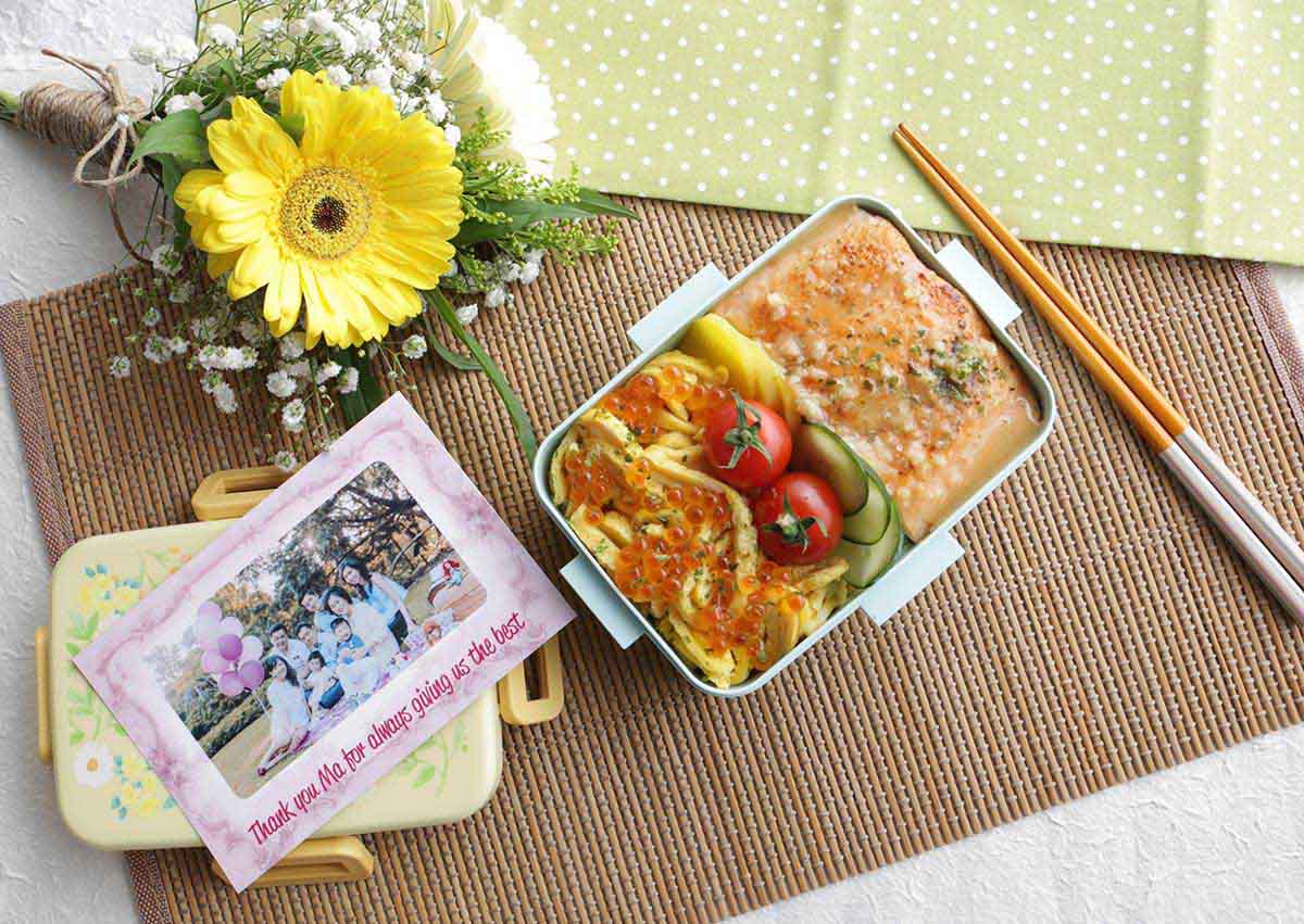 canon mothers day lunch box flat lay