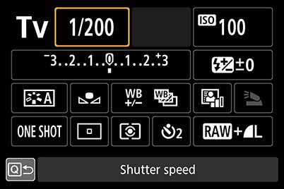 Quick Control menu - Shutter speed