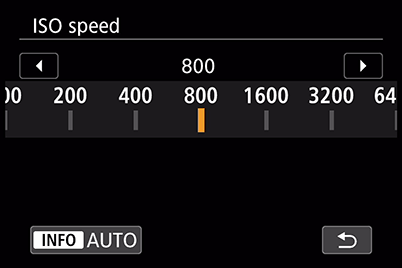 Quick Control menu – ISO speed (ISO 800)