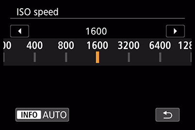 Quick Control menu - ISO speed (ISO 1600)