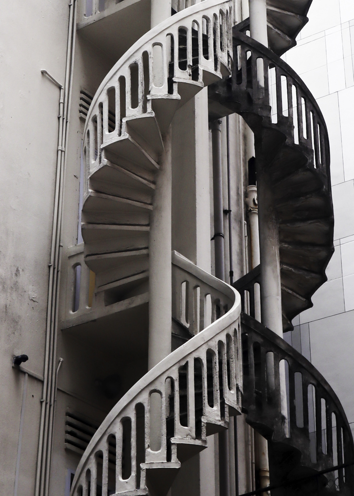 close up of spiral staircase details