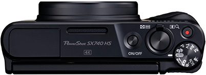 PowerShot SX740 HS atas (lensa ditarik ke dalam)