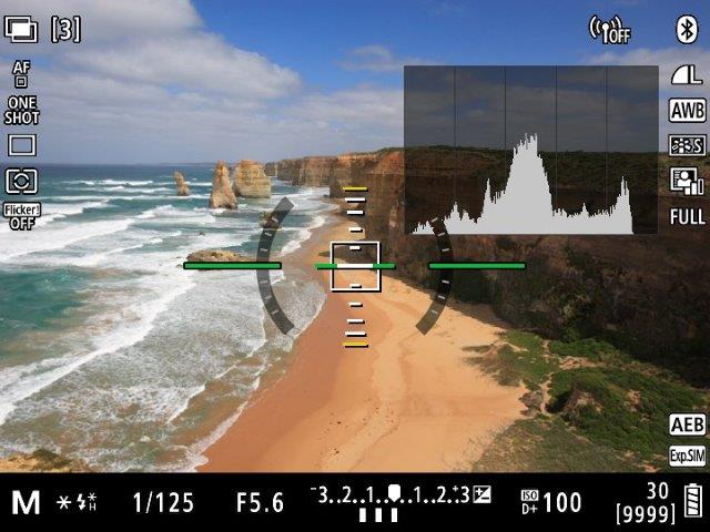lens and photo data on EOS R EVF