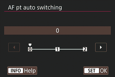 EOS R AF point auto switching menu