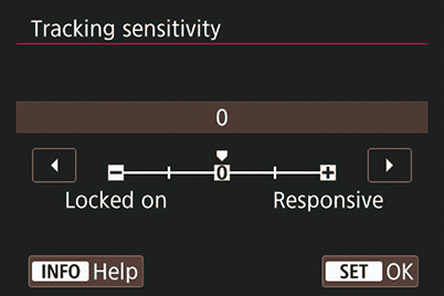 EOS R tracking sensitivity menu