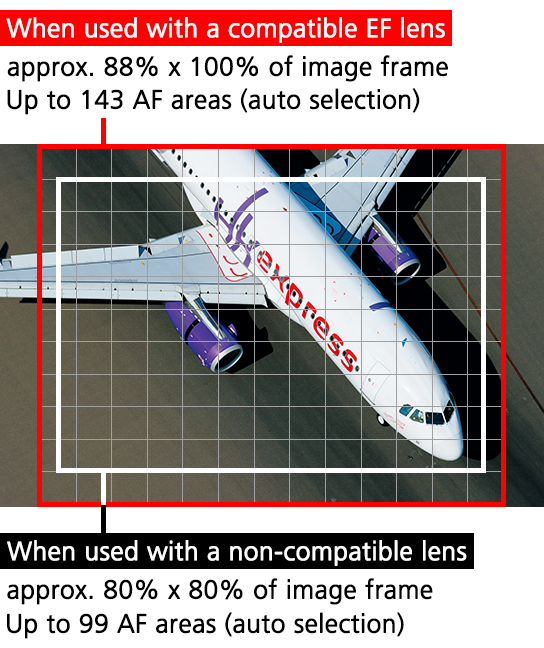 Image showing difference in AF area size